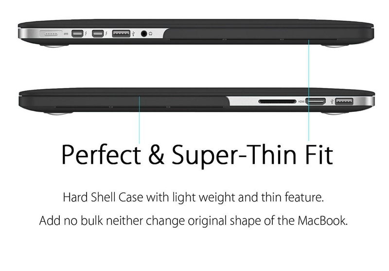 UESWILL 3 in 1 Matte Hard Case Compatible with MacBook Pro (Retina, 15 inch, Mid 2012/2013/2014/Mid 2015), Model A1398, NO CD-ROM, NO Touch Bar + Keyboard Cover and Screen Protector, Black - Image 4